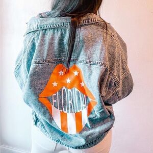 University of Florida Distressed Oversized Denim Jacket - Size M!